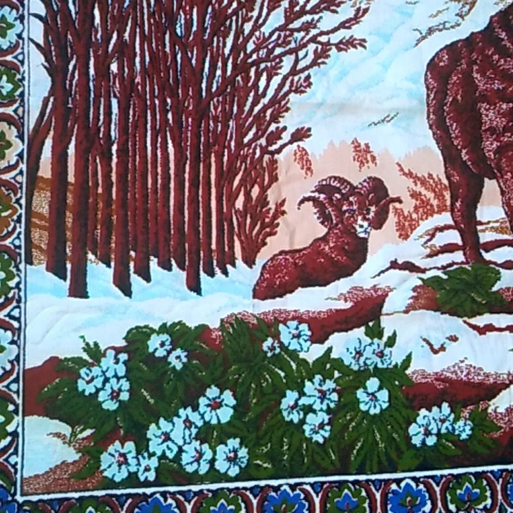 🫎  Vintage BIG HORN SHEEP Wall Hanging  TAPESTRY EPLVC 38